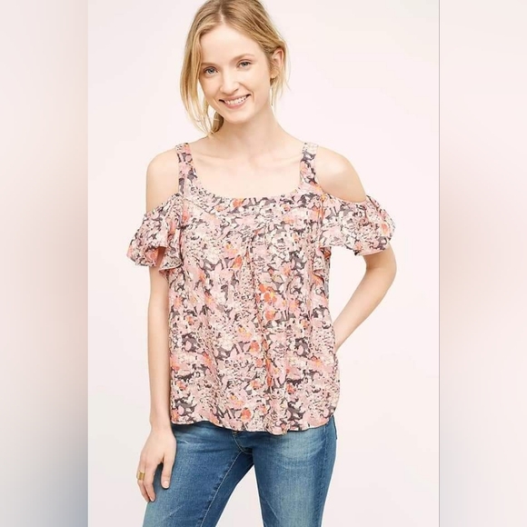 Anthropologie Maeve Hana Open-Shoulder Top - Picture 2 of 4